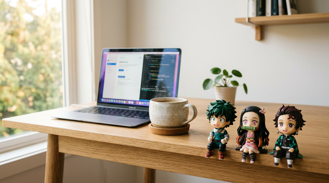 Bureau décoré avec figurines Look Up