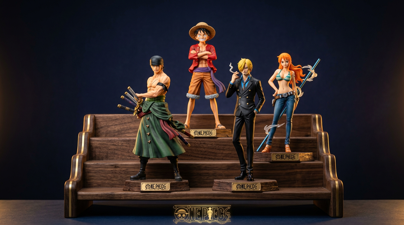 Figurines Megahouse One Piece sur un présentoir